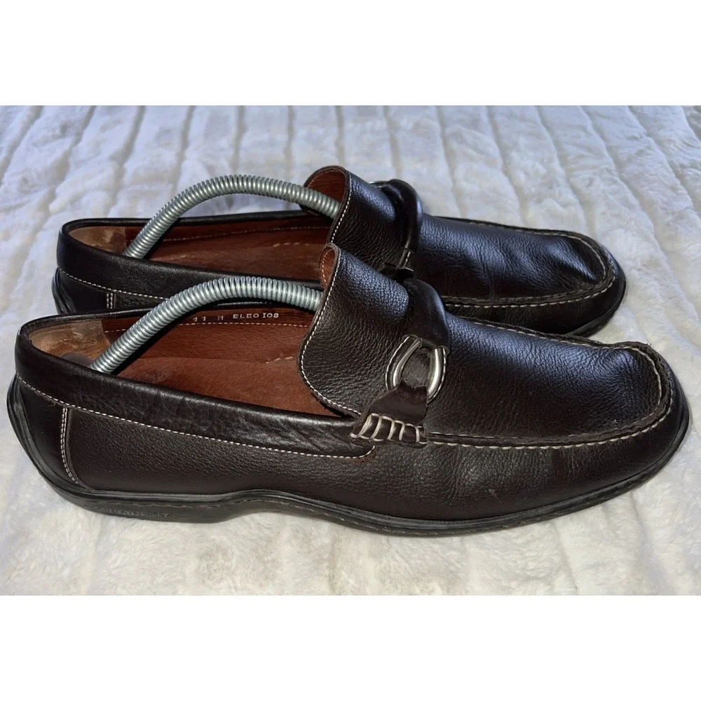 Donald Pliner Eleo‎ I08 Brown  Leather Mens Loafers Stitching Size 11M 11